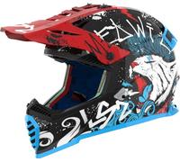 LS2 MX FAST EVO II MINI - Casco integrale da moto per bambini, omologato ECE 2206, per motocross, MX Enduro, Trail, Quad. Starmaw Gloss Black Red Blue Small (47-48 cm)