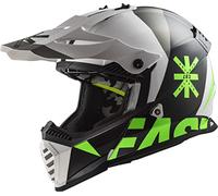 LS2 MX437 Fast Heavy Evo Casco Motocross (White/Black/Green,S (55/56))