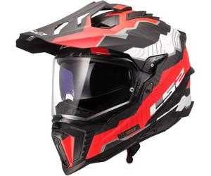 LS2 MX701 Explorer Carbon Trick, casco avventura XL male Nero/Bianco/Rosso
