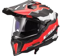 LS2 MX701 Explorer Carbon Trick Casco da motocross, bianco-rosso, taglia XL per maschi