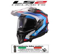 LS2 MX701 EXPLORER FRONTIER CARBON CASCO MOTO INTEGRALE DUAL BIANCO BLU ROSSO