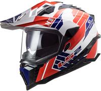 LS2 MX701 Explorer HPFC Atlantis Casco Motocross, bianco-rosso-blu, taglia XS per maschi