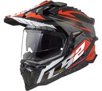 LS2 MX701 Explorer Spire Casco da motocross, nero-grigio-rosso, taglia 3XL per maschi