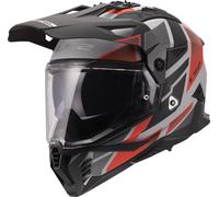 LS2 MX702 Pioneer II Block Casco Enduro, grigio/rosso, Taglia M (57/58)