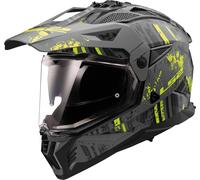 LS2 MX702 Pioneer II Crazy Casco da motocross, grigio-giallo, taglia S per maschi