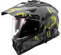 LS2 MX702 Pioneer II Crazy, casco enduro 3XL male Opaco Grigio/Nero/Giallo Fluo