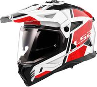 LS2 MX702 Pioneer II Hill Casco da motocross, bianco-rosso, taglia M per maschi