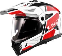 Casco Integrale On-Off Touring Ls2 MX702 Pioneer II Hill Bianco Rosso Lucido XL