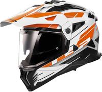 LS2 MX702 Pioneer II Namib Casco da motocross, bianco-arancione, taglia M per maschi