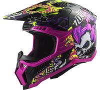 LS2 MX703 X-Force Fireskull Carbon Casco Motocross, nero/viola, Taglia L (59/60)