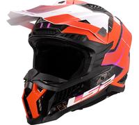 LS2 MX703 X-Force Galuo Carbon Casco da motocross, bianco-arancione, taglia M per maschi