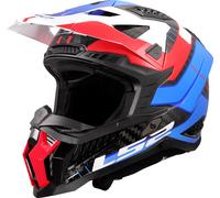 LS2 MX703 X-Force Galuo Carbon Casco da motocross, bianco-rosso-blu, taglia L per maschi