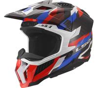 Casco Cross Carbonio Ls2 MX703 X-Force Phantom Bianco Blu Rosso Lucido 3XL