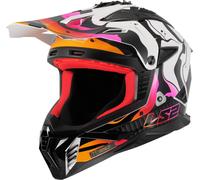 LS2 MX708 Fast II Wash Casco da motocross, nero/bianco/rosso, Taglia M (57/58)