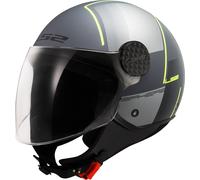 LS2 OF558 Sphere Lux II Firm Casco Jet, nero-grigio-argento, taglia XL per maschi