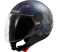 Casco Jet Ls2 OF558 Sphere Lux II Maxca Cobalto Arancio Lucido M