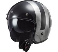 LS2 OF601 Bob II Lines Casco Jet, nero-argento, taglia L