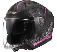 LS2 OF603 Infinity II Lotus Casco Jet, nero/rosa, Taglia S (55/56)