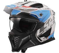 LS2 OF606 Drifter Devor Casco da prova, bianco opaco/blu, Taglia XXL (63/64)
