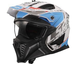 LS2 OF606 Drifter Devor Casco da trial, bianco-blu, taglia M per maschi
