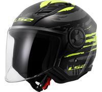 LS2 OF616 Airflow II Brush, casco jet L male Nero/Giallo Fluo/Grigio
