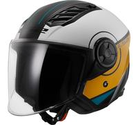 LS2 OF616 Airflow II Cover Casco Jet, bianco-marrone, taglia L per maschi