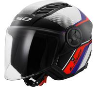 LS2 OF616 Airflow II Rush Casco Jet, bianco-rosso-blu, taglia XS per maschi