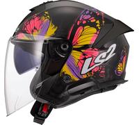 LS2 OF618 Verso II Wingz, casco aperto L male Nero/Giallo/Fucsia