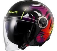 LS2 OF620 Classy Palm, casco jet XXL male Nero/Arancione/Giallo/Fucsia