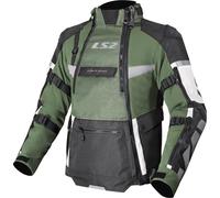 LS2 X-Master Giacca tessile da motocicletta impermeabile, grigio/nero/verde, Taglia 3XL