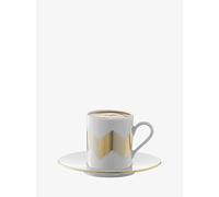 LSA International Chevron Tazza Caffè e Piattino, 100 ml, Oro, Assortiti, 4 Pezzi, Glass, H: 2.36 in