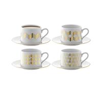 LSA International Chevron Tazza tè e Piattino, 250 ml, Oro, Assortiti, 4 Pezzi, Glass