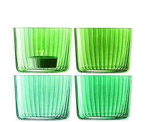 LSA International Gems GM09 - Portacandela in giada assortita, altezza 6 cm, set da 4, in vetro dipinto a mano