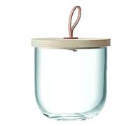 LSA International Ivalo Contenitore e coperchio per cenere, altezza 15,5 cm, trasparente, 1 unità, vetro soffiato e fatto a mano, legno piallato a mano, IV05