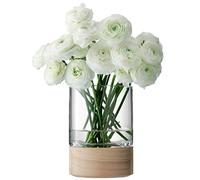 LSA International LW20 Lotta, Vaso/portacandele Trasparente con Base in Frassino, Altezza: 18 cm