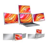 LSBHPPD 14" Estensore Schermo Computer Portatile,Quadruplo Monitor 1200p Fhd 16:10, Estensione Pieghevole,1 Cavo per 3 Schermi,Ottimo per Laptops da 12 a 17,3" 14in