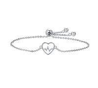 LSCB115 ECG Bracciale a catena in argento sterling S925 con battito cardiaco, cuore e cuore, gioielli medici, regalo per infermieri, infermieri