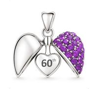 LSDesigns 60th charm di buon compleanno cuore per European Style bracciale da donna - in argento sterling S925-60 °