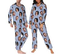 LSDINDF Pigiami con Foto di volti Personalizzati, Pigiami Casual Personalizzati, Divertenti Pigiami per Famiglie per Coppie, Pigiami Regali per Uomini e Donne per Lui e per lei - Vari Stili