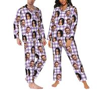 LSDINDF Pigiami con Foto di volti Personalizzati, Pigiami Casual Personalizzati, Divertenti Pigiami per Famiglie per Coppie, Pigiami Regali per Uomini e Donne per Lui e per lei - Vari Stili