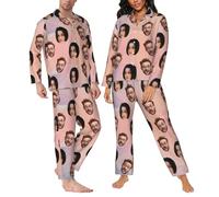 LSDINDF Pigiami con Foto di volti Personalizzati, Pigiami Casual Personalizzati, Divertenti Pigiami per Famiglie per Coppie, Pigiami Regali per Uomini e Donne per Lui e per lei - Vari Stili