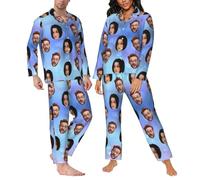 LSDINDF Pigiami con Foto di volti Personalizzati, Pigiami Casual Personalizzati, Divertenti Pigiami per Famiglie per Coppie, Pigiami Regali per Uomini e Donne per Lui e per lei - Vari Stili