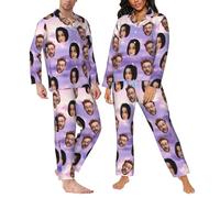 LSDINDF Pigiami con Foto di volti Personalizzati, Pigiami Casual Personalizzati, Divertenti Pigiami per Famiglie per Coppie, Pigiami Regali per Uomini e Donne per Lui e per lei - Vari Stili