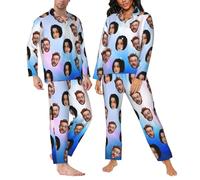 LSDINDF Pigiami con Foto di volti Personalizzati, Pigiami Casual Personalizzati, Divertenti Pigiami per Famiglie per Coppie, Pigiami Regali per Uomini e Donne per Lui e per lei - Vari Stili