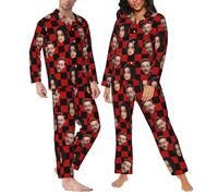 LSDINDF Pigiami con Foto di volti Personalizzati, Pigiami Casual Personalizzati, Divertenti Pigiami per Famiglie per Coppie, Pigiami Regali per Uomini e Donne per Lui e per lei - Vari Stili