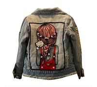 LSERVER Giacca di Jeans Bambina Giubbotto Denim Giacca Bambino Primavera con Maniche Lunghe Casual Moda, Blu Denim, 6-7 Anni