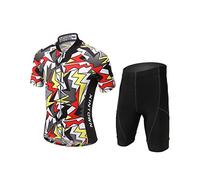 LSERVER Set da ciclista composta da maglietta a manica corta e pantaloncini, per bambino, Bambino, multicolore, 12-13 AÑOS