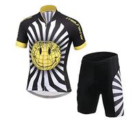 LSERVER Set da ciclista composta da maglietta a manica corta e pantaloncini, per bambino, Bambino, sorridere, 6-7 AÑOS