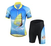 LSERVER Set da ciclista composta da maglietta a manica corta e pantaloncini, per bambino, Bambino, Veliero, 9-11 AÑOS