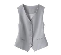 LSFYYDS Gilet donna, Slim Fit, collo a V, gilet smoking, gilet abito, elegante gilet vintage, gilet abito formale casual, copertura estiva, Grigio,S